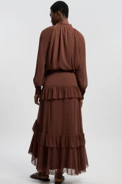 Jupe Longue en Mousseline Froissée Tissée