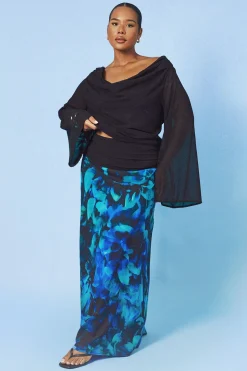 Jupe Longue En Mousseline Grande Taille À Taille Froncée Motif Floral