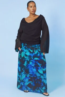 Jupe Longue En Mousseline Grande Taille À Taille Froncée Motif Floral