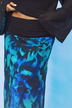 Jupe Longue En Mousseline Grande Taille À Taille Froncée Motif Floral