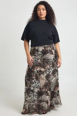 Jupe Longue En Mousseline Imprimé Animalier Mixte Grande Taille