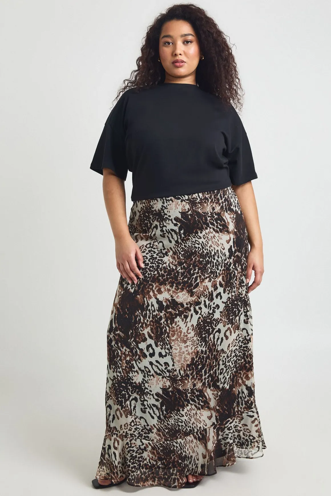 Jupe Longue En Mousseline Imprimé Animalier Mixte Grande Taille