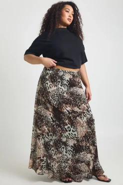Jupe Longue En Mousseline Imprimé Animalier Mixte Grande Taille