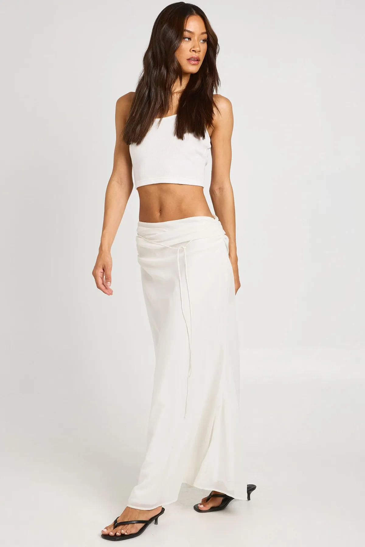boohoo Jupe Longue En Mousseline Taille Basse Petite<Femme Jupes|Jupes