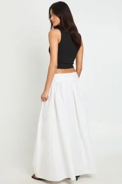 boohoo Jupe Longue En Popeline De Coton À Taille Basse<Femme Jupes|Jupes