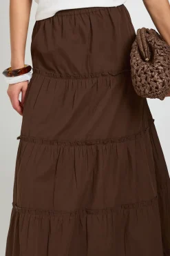 boohoo Jupe Longue En Popeline De Coton À Volants Étagés<Femme Jupes|Jupes