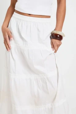 boohoo Jupe Longue En Popeline De Coton À Volants Étagés Petite<Femme Jupes|Jupes