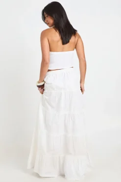 boohoo Jupe Longue En Popeline De Coton À Volants Étagés Petite<Femme Jupes|Jupes
