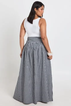 boohoo Jupe Longue En Popeline Vichy Grande Taille<Femme Jupes|Jupes