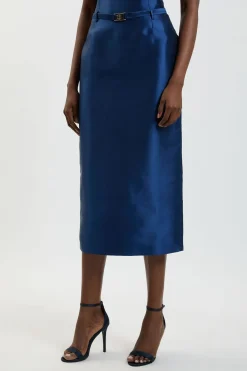 KarenMillen Jupe Longue En Twill Satiné Avec Ceinture<Femme Jupes|Jupes