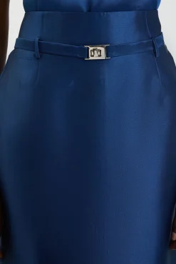 KarenMillen Jupe Longue En Twill Satiné Avec Ceinture<Femme Jupes|Jupes