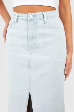 boohoo Jupe longue fendue en jean<Femme Jupes|Denim