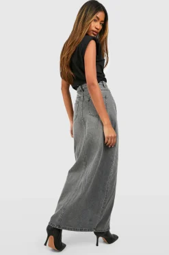 boohoo Jupe longue fendue en jean<Femme Jupes|Denim