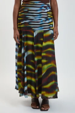 KarenMillen Jupe Longue Grande Taille En Georgette De Viscose Tissée À Imprimé Animal Et Ourlet Tombant<Femme Jupes|Jupes