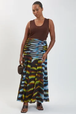 KarenMillen Jupe Longue Grande Taille En Georgette De Viscose Tissée À Imprimé Animal Et Ourlet Tombant<Femme Jupes|Jupes