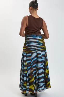 KarenMillen Jupe Longue Grande Taille En Georgette De Viscose Tissée À Imprimé Animal Et Ourlet Tombant<Femme Jupes|Jupes