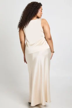 boohoo Jupe Longue Grande Taille en Satin à Cordon de Serrage<Femme Jupes|Jupes