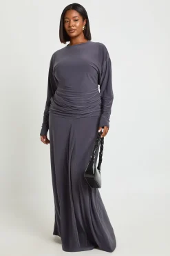 boohoo Jupe Longue Grande Taille À Fronces Devant<Femme Jupes|Jupes