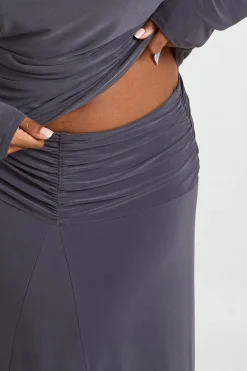 boohoo Jupe Longue Grande Taille À Fronces Devant<Femme Jupes|Jupes