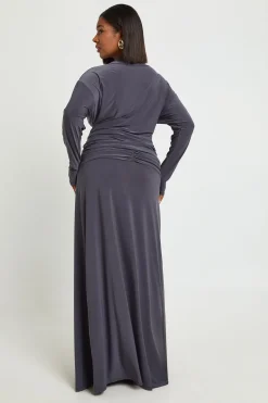 boohoo Jupe Longue Grande Taille À Fronces Devant<Femme Jupes|Jupes