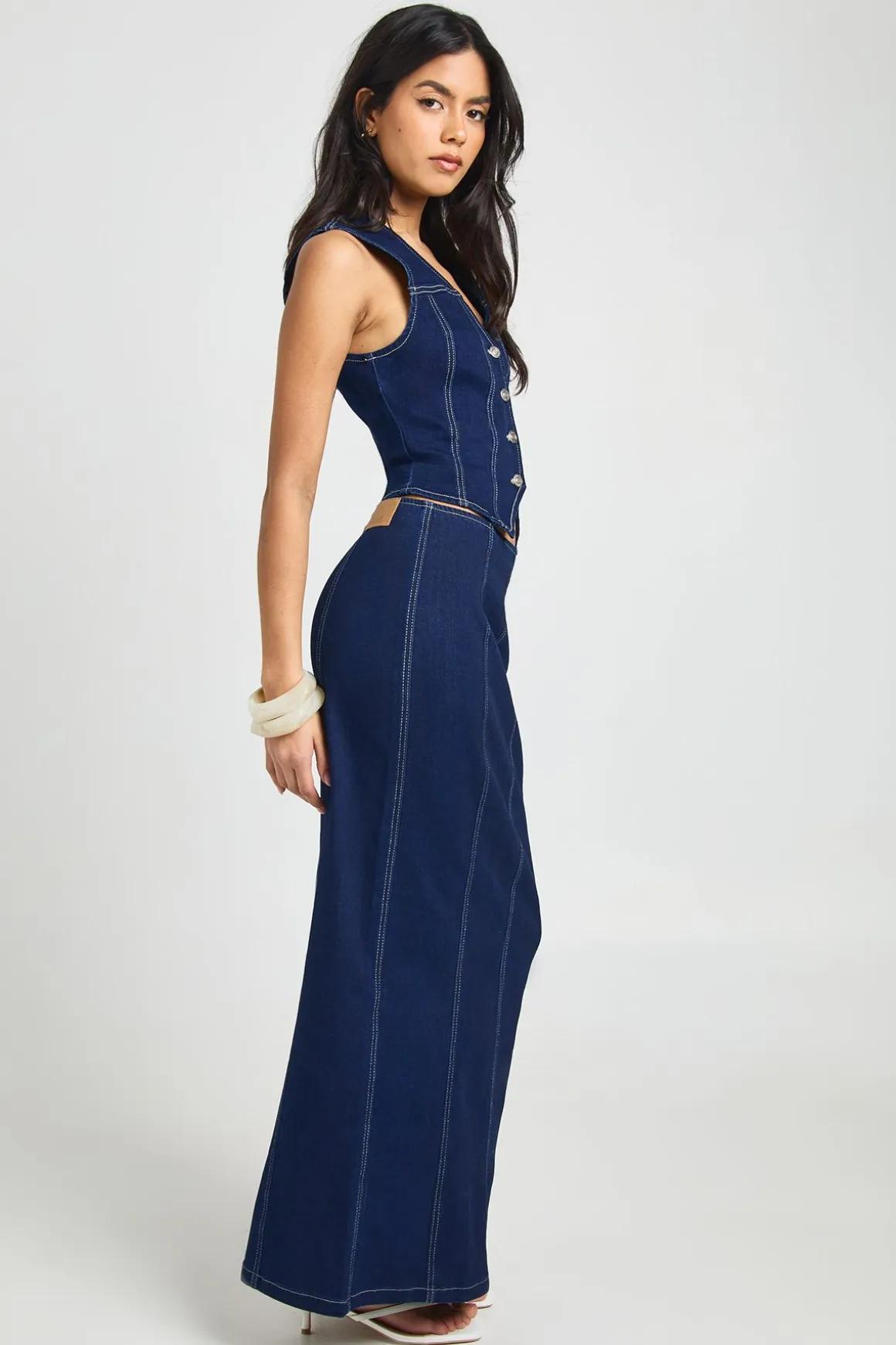 Jupe Longue Maxi En Denim Stretch