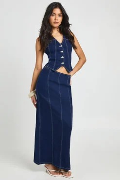 Jupe Longue Maxi En Denim Stretch