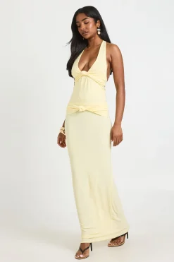 boohoo Jupe Longue Maxi En Tissu Slinky Double Couche Avec Détail Nœud<Femme Jupes|Jupes