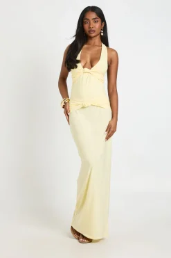 boohoo Jupe Longue Maxi En Tissu Slinky Double Couche Avec Détail Nœud<Femme Jupes|Jupes