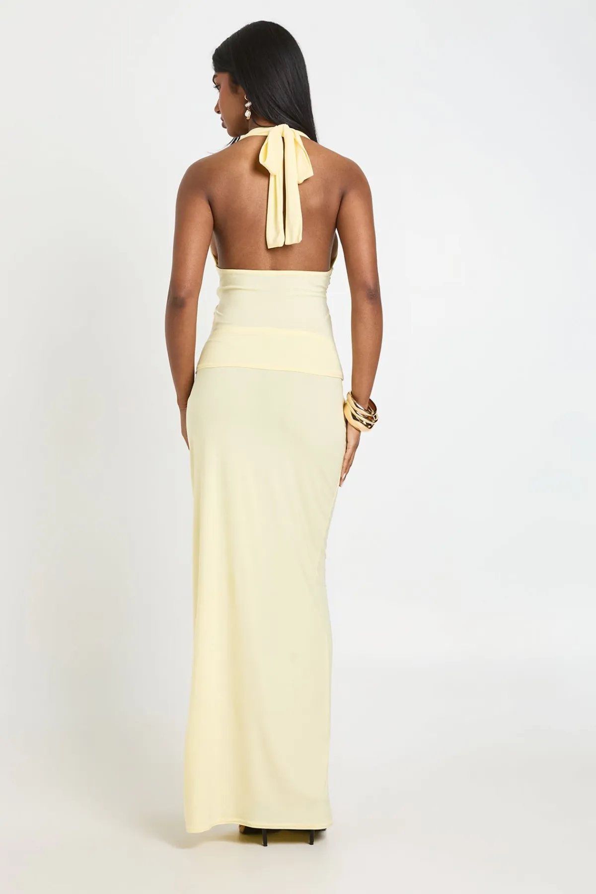 boohoo Jupe Longue Maxi En Tissu Slinky Double Couche Avec Détail Nœud<Femme Jupes|Jupes