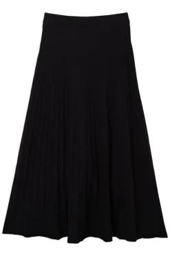 Jupe Longue Maxi Plissée En Maille Texturée Taille Haute Petite