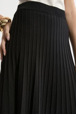 Jupe Longue Maxi Plissée En Maille Texturée Taille Haute Petite