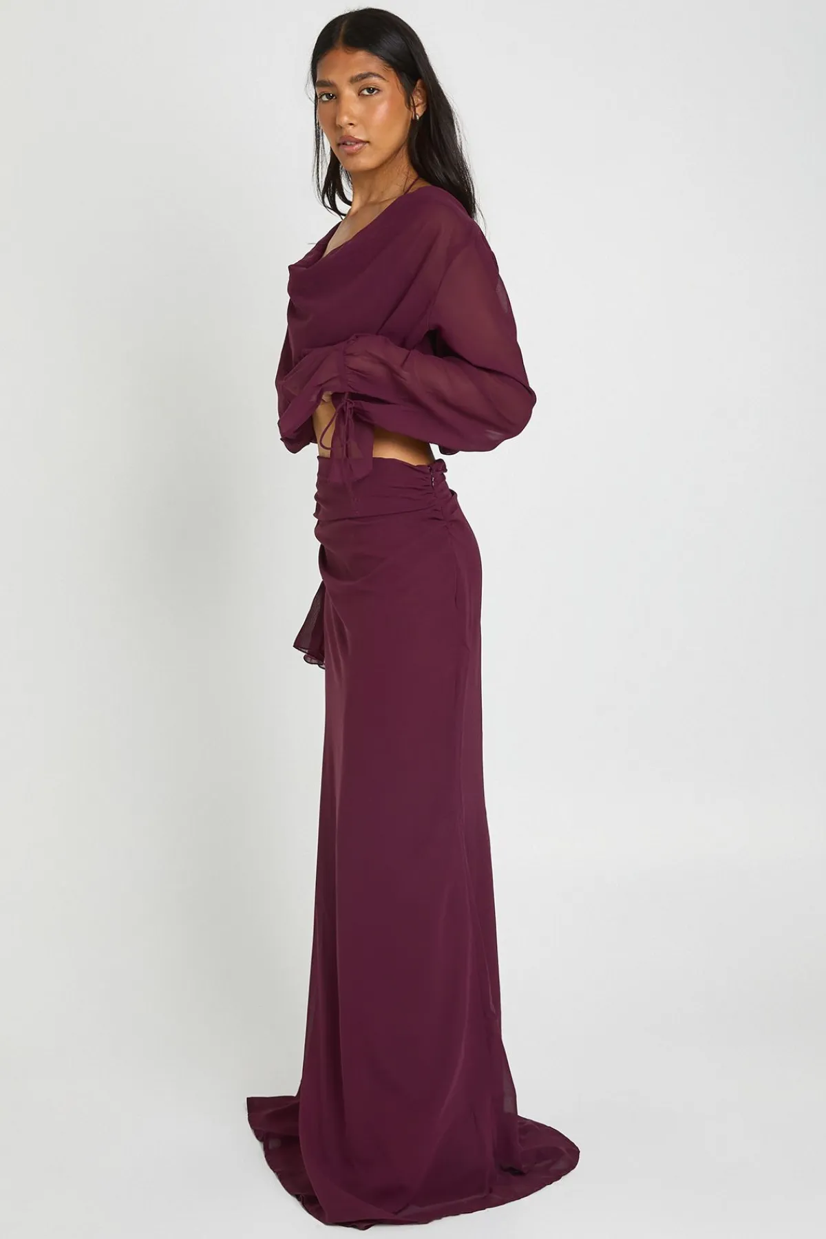 boohoo Jupe Longue Maxi Taille Basse En Mousseline<Femme Jupes|Jupes