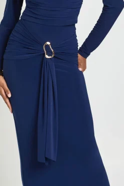 boohoo Jupe Longue Moulante À Taille Froncée Avec Détail De Garniture<Femme Jupes|Jupes