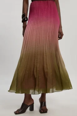 KarenMillen Jupe Longue Plissée En Organdi Slub Tissé<Femme Jupes|Jupes