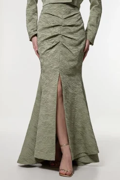 KarenMillen Jupe Longue Plissée En Satin Froissé Coupe Ajustée<Femme Jupes|Jupes