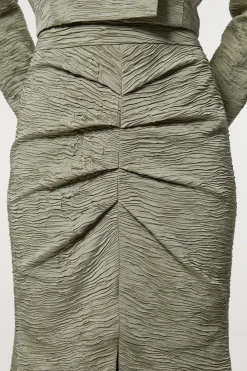 KarenMillen Jupe Longue Plissée En Satin Froissé Coupe Ajustée<Femme Jupes|Jupes
