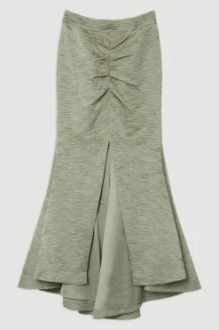 KarenMillen Jupe Longue Plissée En Satin Froissé Coupe Ajustée<Femme Jupes|Jupes