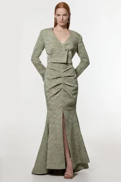 KarenMillen Jupe Longue Plissée En Satin Froissé Coupe Ajustée<Femme Jupes|Jupes