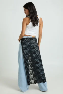 boohoo Jupe Longue Portefeuille En Dentelle Transparente<Femme Jupes|Jupes