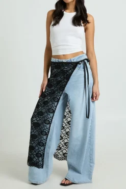 boohoo Jupe Longue Portefeuille En Dentelle Transparente<Femme Jupes|Jupes