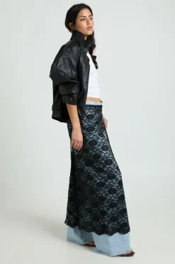 boohoo Jupe Longue Portefeuille En Dentelle Transparente<Femme Jupes|Jupes