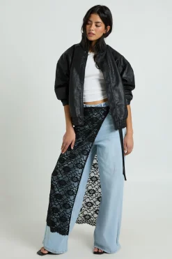 boohoo Jupe Longue Portefeuille En Dentelle Transparente<Femme Jupes|Jupes