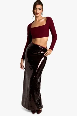 Jupe longue premium à paillettes