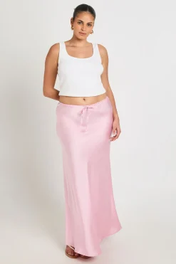 boohoo Jupe Longue Satinée Grande Taille Avec Cordon De Serrage<Femme Jupes|Jupes