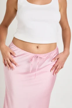 boohoo Jupe Longue Satinée Grande Taille Avec Cordon De Serrage<Femme Jupes|Jupes