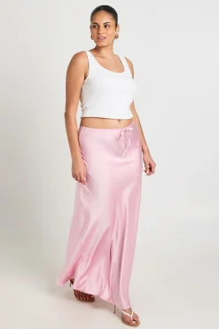 boohoo Jupe Longue Satinée Grande Taille Avec Cordon De Serrage<Femme Jupes|Jupes