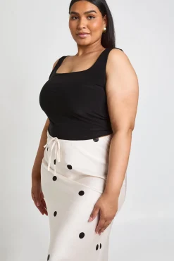 boohoo Jupe Longue Satinée À Pois Avec Cordon De Serrage Grande Taille<Femme Jupes|Jupes