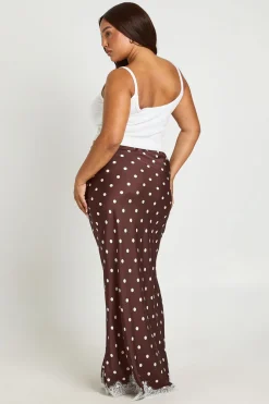 Jupe Longue Satinée À Pois Grande Taille