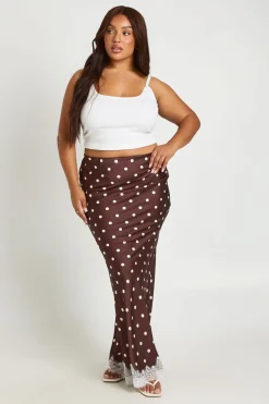 Jupe Longue Satinée À Pois Grande Taille