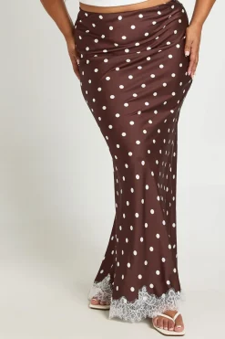 Jupe Longue Satinée À Pois Grande Taille